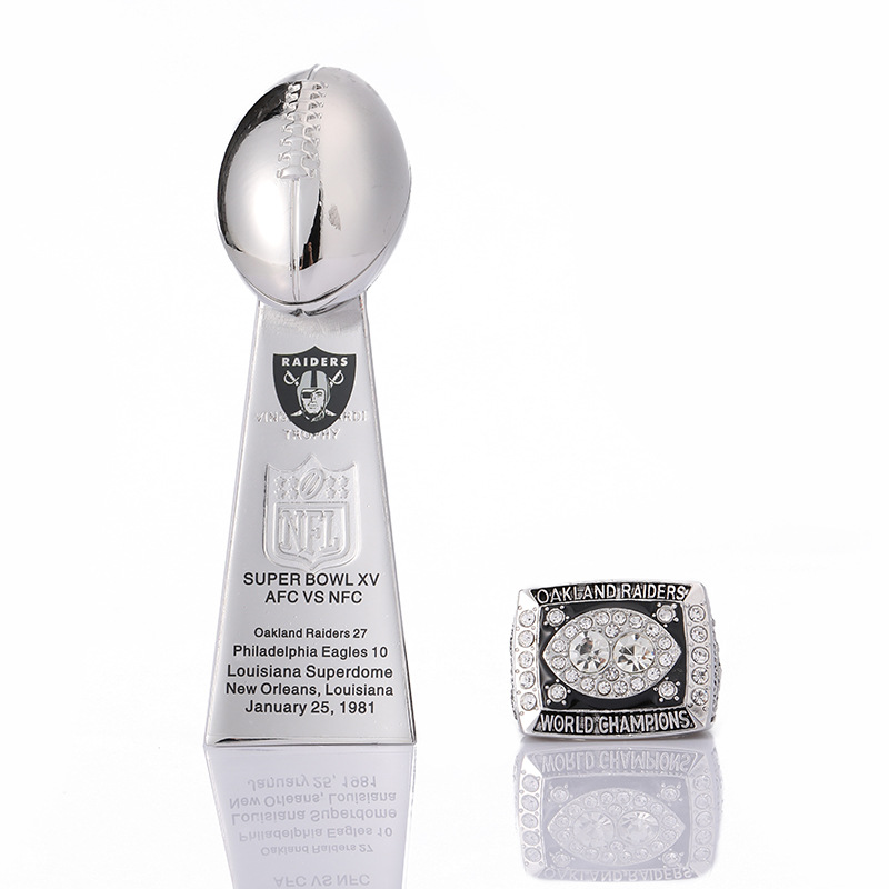 nfl1980年奥克兰突击者队冠军戒指 奖杯套装自产钢模高品质礼品