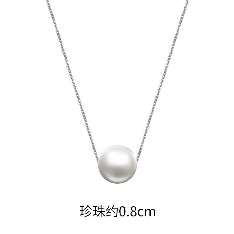 S925 Sterling Silver Single Shell Pearls Synthetic Pearl Pendant Niche Design Online Red Live Broadcast Cute Simple Clavicle Chain
