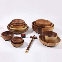 日式餐具碗盘套装厂家创意家居木制果盘相思木圆形多规格木碗批发