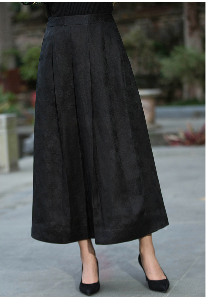 厂家批发 j典提花香云纱半身裙女2021新款高腰黑色长裙夏季