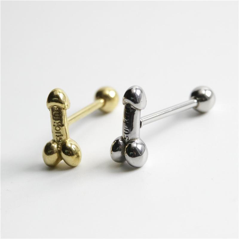 Ps825 Punk 316L Medical Stainless Steel Suck Me Tongue Pin JJ Tongue Ring Human Body Piercing Accessories Lot