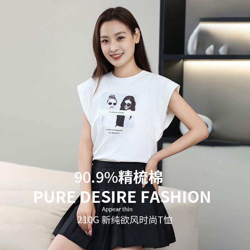 2024夏装新款港味坎肩宽松无袖背心t恤女潮牌男女情侣运动ins上衣