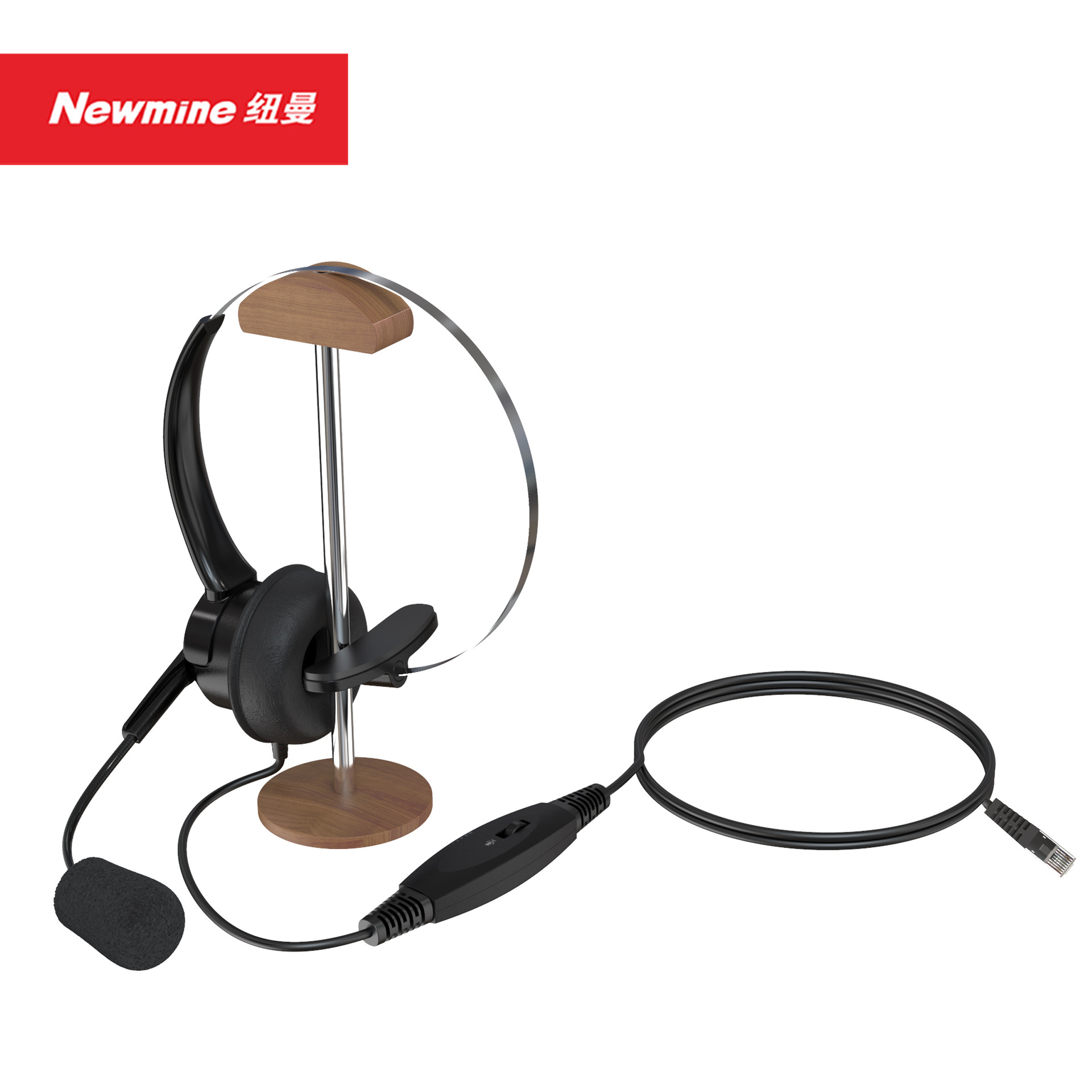 纽曼（Newmine）话务耳麦 单耳 麦克静音话务耳机HW800 RJ11接口