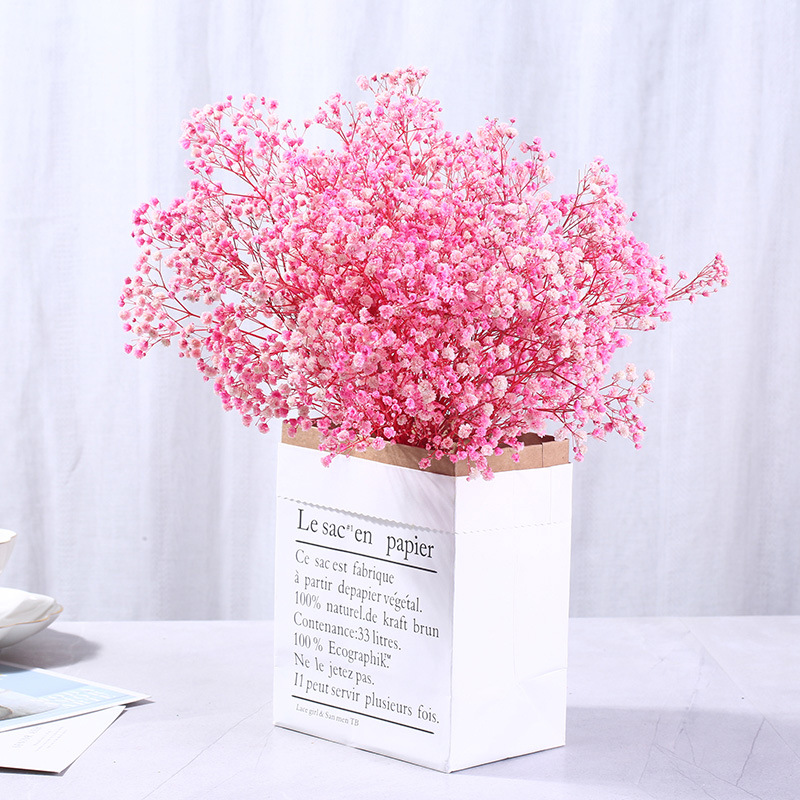 粉色永生花满天星干花花束家居插花保鲜花批发七夕节花束100g一束