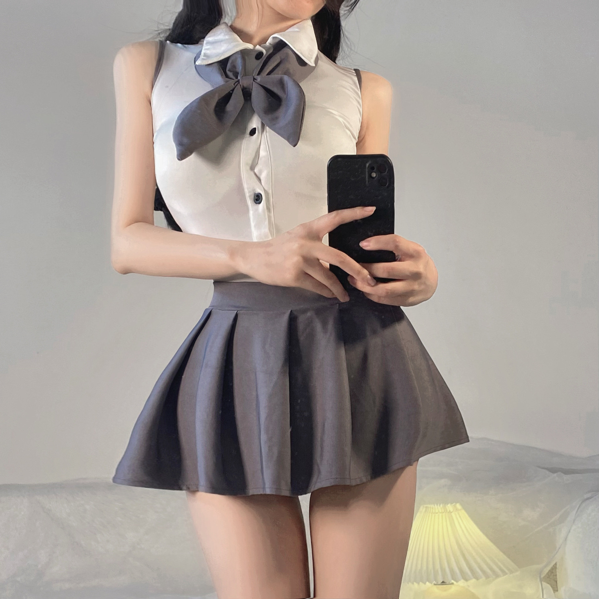 硕遥情趣内衣纯欲性感学院风露背连体衣套装jk学生制服裙代发 227