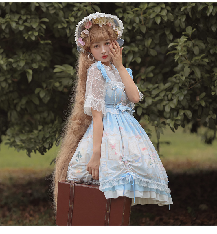 花笼博物馆 甜系软妹优雅日常lolita小仙女洛丽塔jsk吊带裙批发