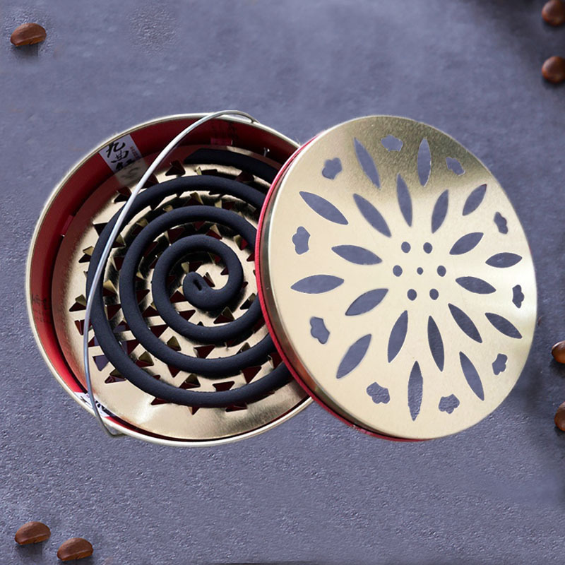 新款升级蚊香盘带盖带提手接灰盒户外防火便携灭蚊子香炉厂家批发