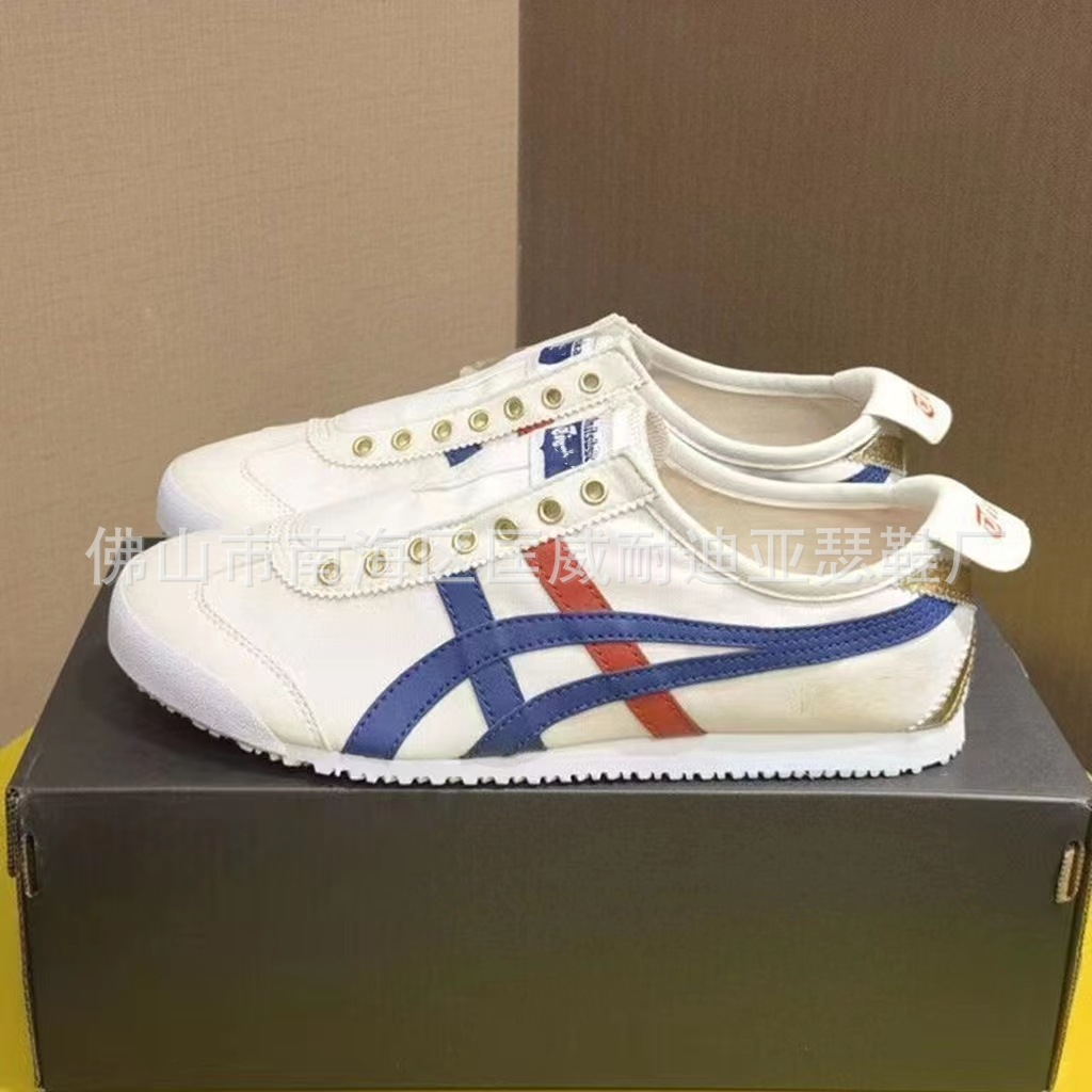 Shoes Made in Putian Onitsuka Tiger Low-Top Breathable Cortez White and Blue Slip-on Lazy Canvas Shoes Casual Men's and Women's Sneakers