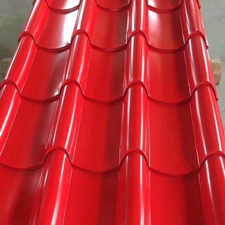 屋面装饰橘红色 彩钢琉璃瓦828仿古瓦绯红 镀锌钢板琉璃瓦-阿里巴巴