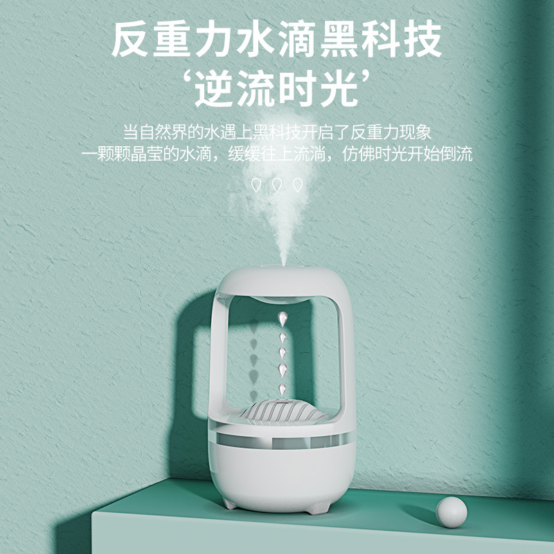 Cross-Border New Small Gift Desktop Water Drop Backflow Home Office Mute Spray Hydrating Anti-Gravity Humidifier