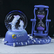 创意海豚沙漏计时器水晶球八音盒发光桌面摆件学生毕业圣诞节礼物