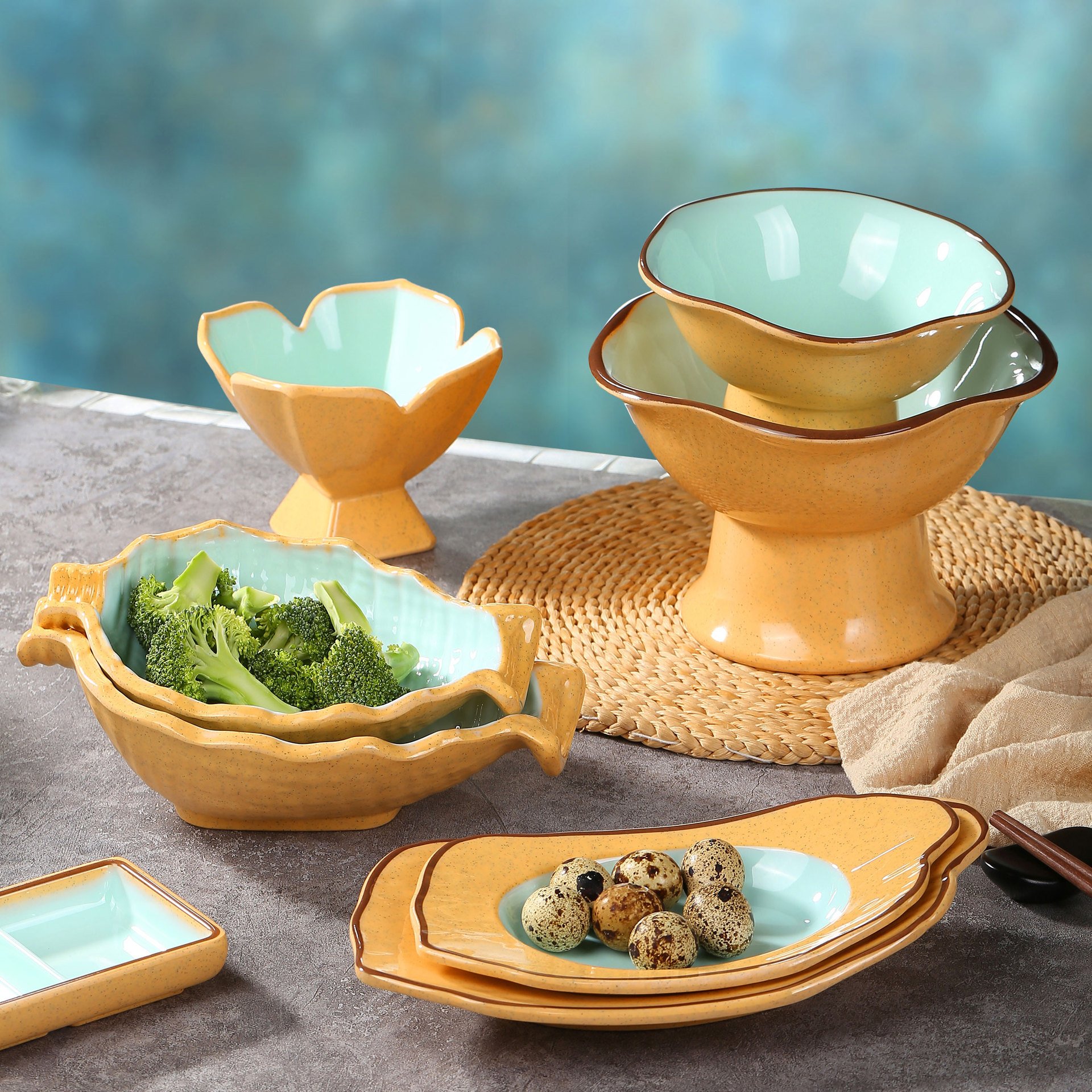 密胺高脚碗高脚盘点心碟火锅餐具仿瓷火锅店高脚茶点盘口水鸡盘子