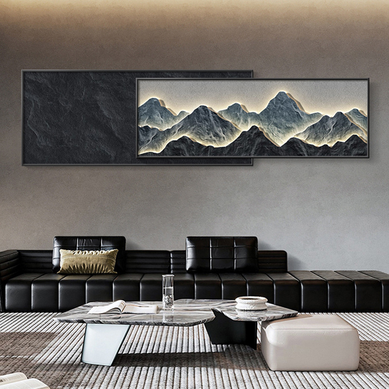 Living Room Decorative Painting with Mountains on the Back High-End Entry Lux Sofa Wall Painting Atmospheric Landscape Overlay Banner Mural