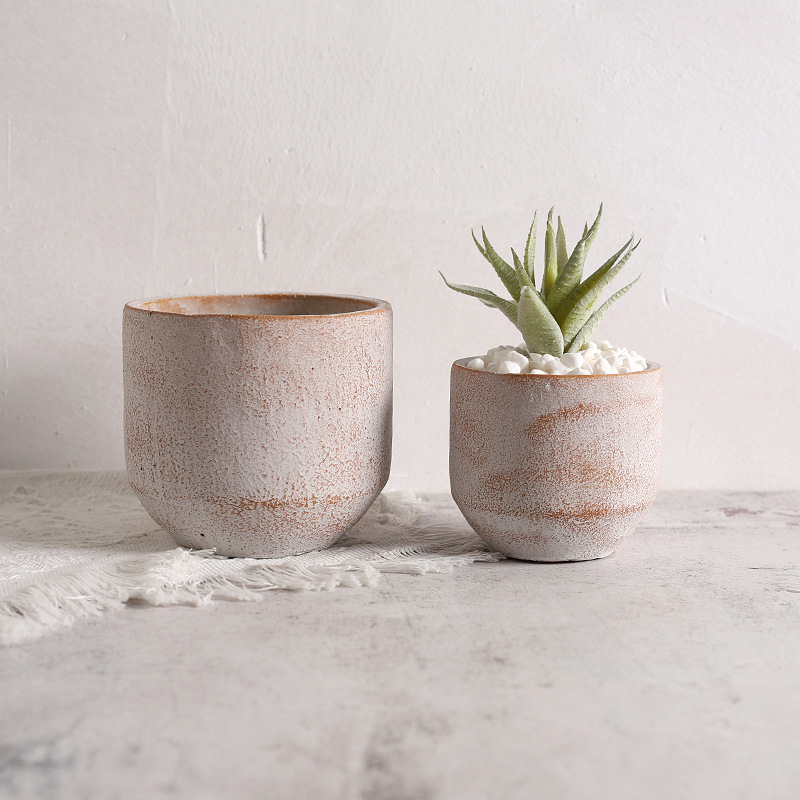 做旧水泥花盆潮州落地盆小号水泥花盆多肉盆栽桌面盆栽花盆现货批