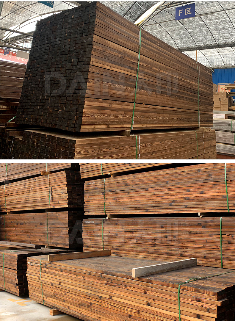 现货供应樟子松实木板材 户外园林建筑防腐木 工程碳化木批发