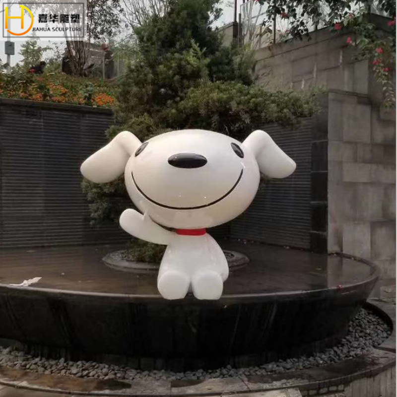 玻璃钢京东狗雕塑仿真卡通摆件商业街门店幼儿园创意商场美陈制作