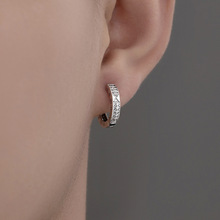 925镀银罗马数字耳环钻石耳圈耳扣男士2023新款爆款轻奢耳环耳钉