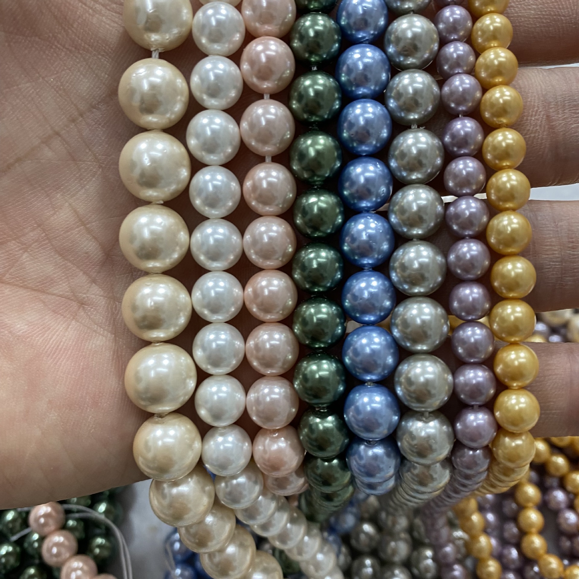 厂家直销天然彩色贝珠贝宝珠贝壳珍珠色串珠diy配件散珠白2一20