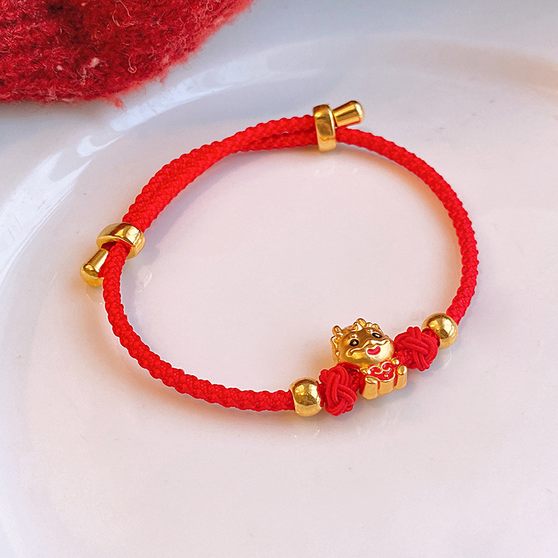 Year of Birth Red Rope Fu Character Dragon-Shaped Bracelet Niche Creative Design Sense Bracelet Fashion Light Luxury High-Grade Sense Bracelet for Women