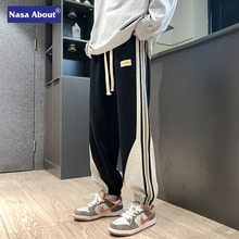 NASA秋冬款加绒休闲长裤子男孩学生帅气运动裤2024年新款男装卫裤