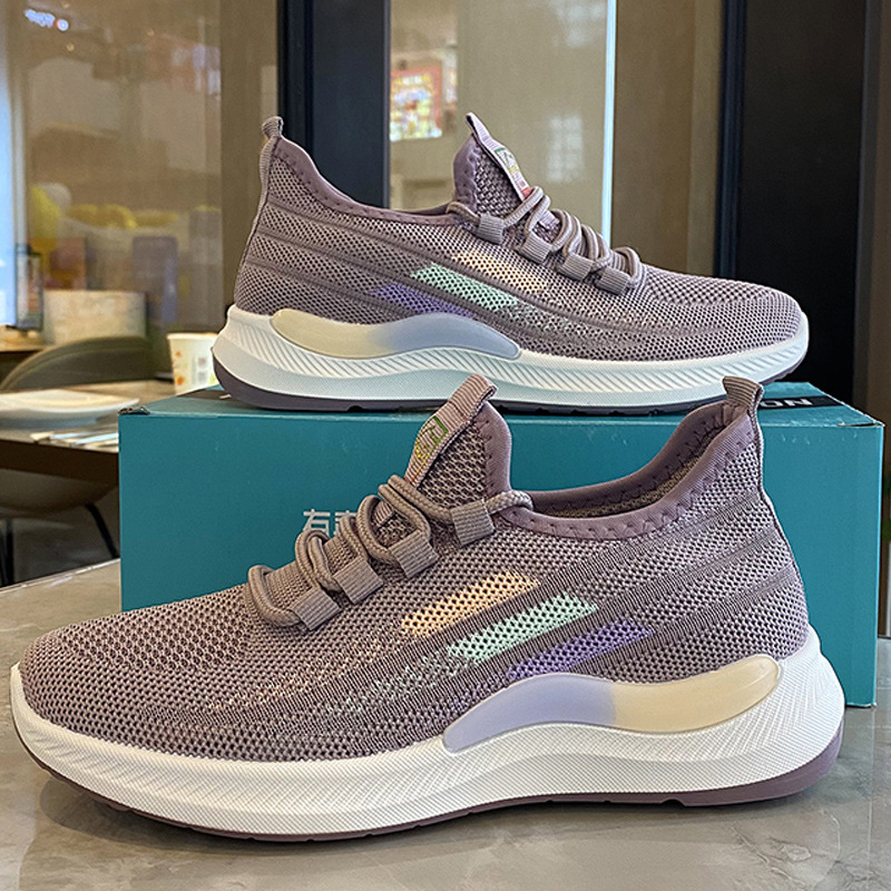 [Shoe Factory Wholesale] New Women's Casual Shoes Women's Shoes Sneaker Mesh Surface Shoes Flying Woven Shoes Breathable Shoes Cloth Shoes Fashion Shoes