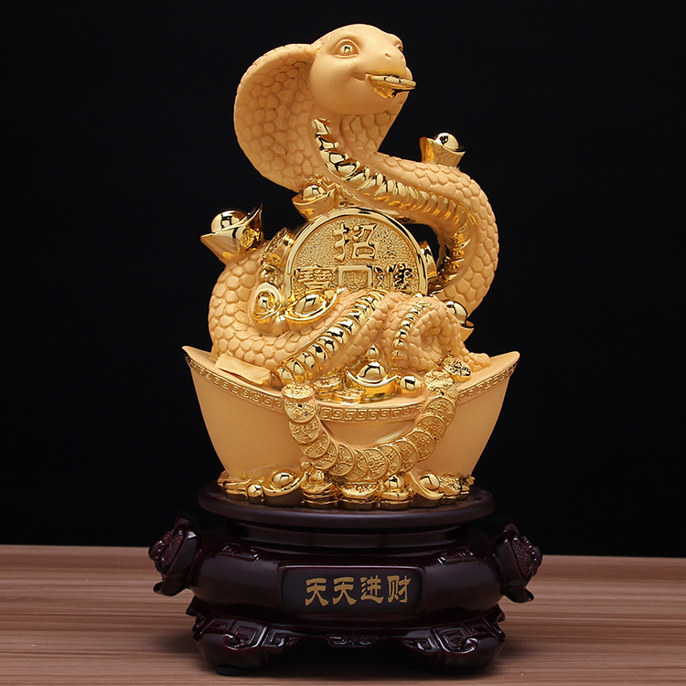 绒沙金12生肖蛇摆件十二生肖蛇生肖全套创意礼物招财家居风水饰品