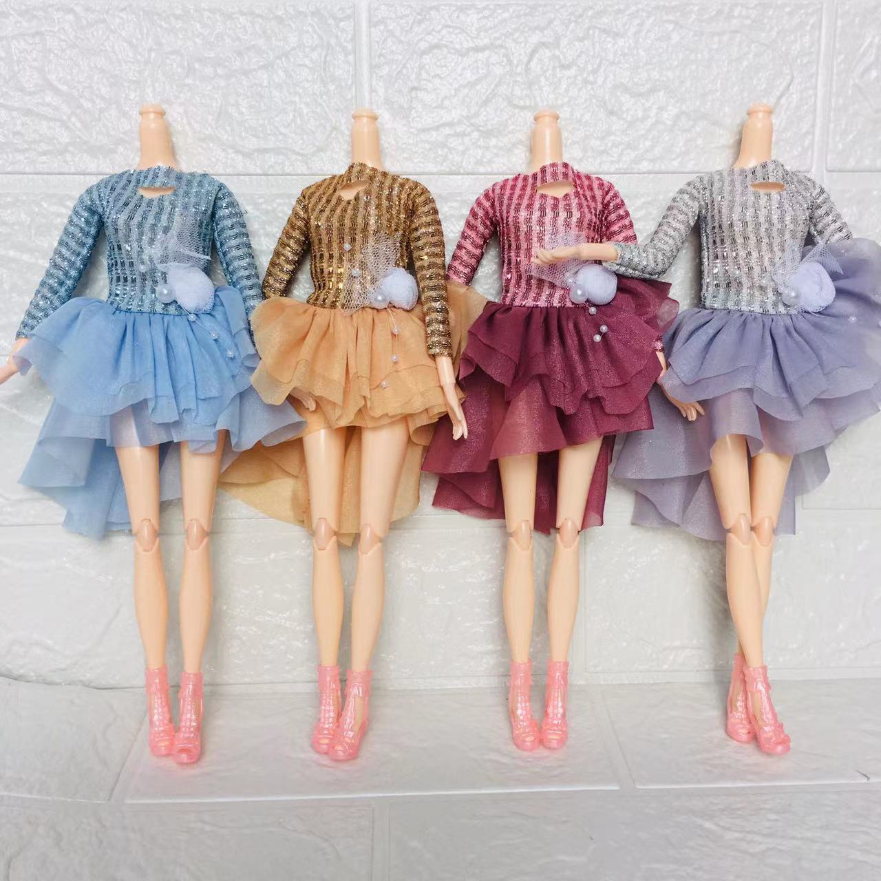 30cm洋娃娃衣服镂空亮片上衣蓬蓬裙套装bjd女孩换装玩具娃衣服饰