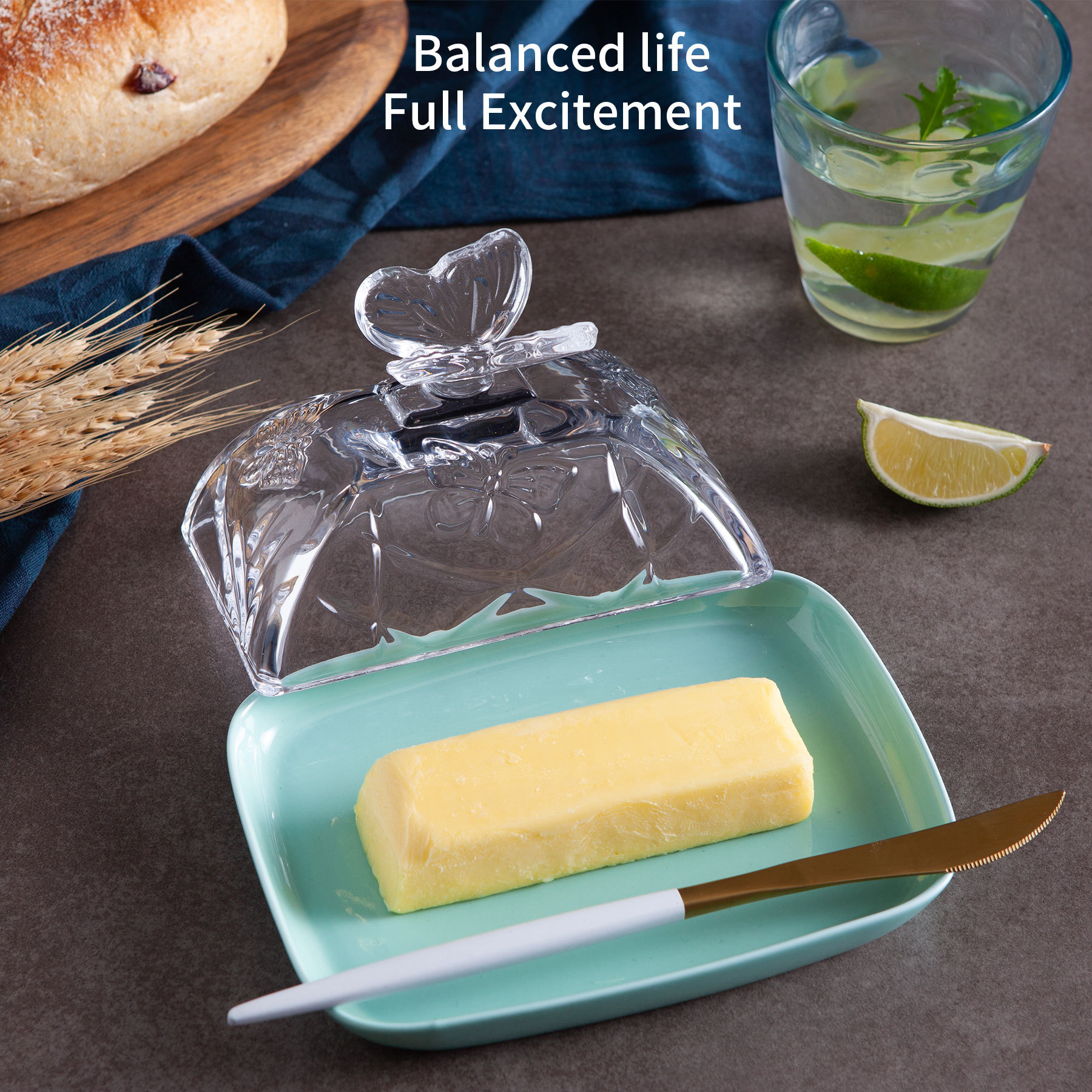 玻璃盖陶瓷黄油碟带盖保鲜家用餐厅盘子零食蛋糕盘芝士奶酪黄油盒