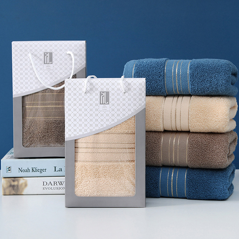 Factory 100% Cotton Towel Wholesale Pure Cotton Gold Silk Thick Towel Gift Set Customized Face Washing Water Absorption Present Towel