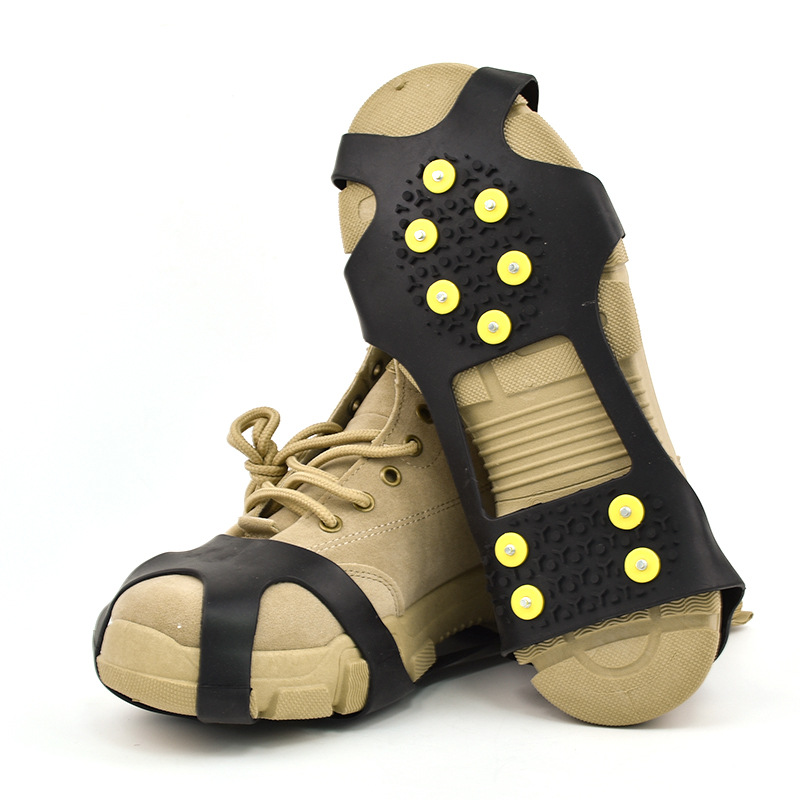 厂家直销10钉雪地钉鞋冬季登山耐磨鞋套户外橡胶防滑冰爪不掉钉冰