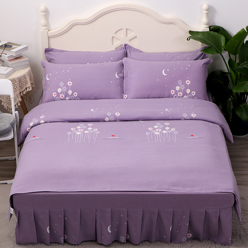 8万套家纺批发床上用品柔软水洗棉韩版四件套床裙款 被套 枕套厂家