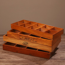 zakka复古桌面收纳木盒木质多肉花盆 12格分格盒首饰杂货整理盒子