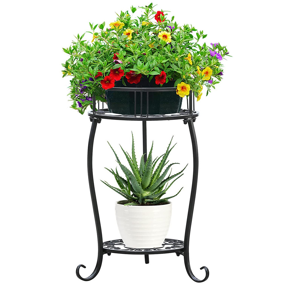 铁艺小花架双层简约落地式花盆架花架子阳台客厅绿萝盆栽花几