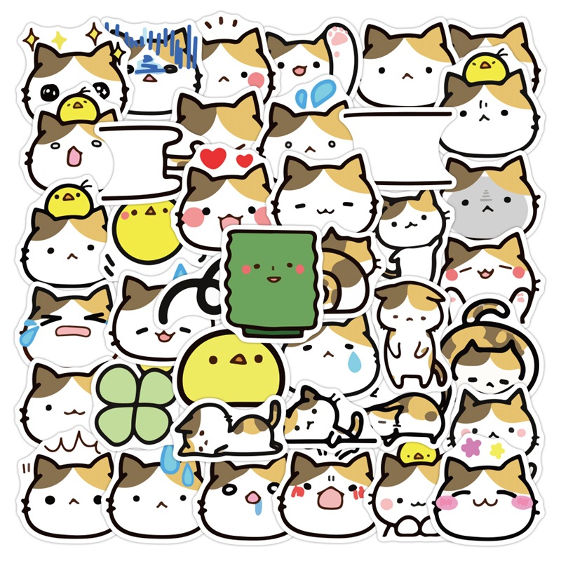 张卡通可爱小猫手账贴纸装饰小图案黑猫和印花布偶手帐素材贴画062