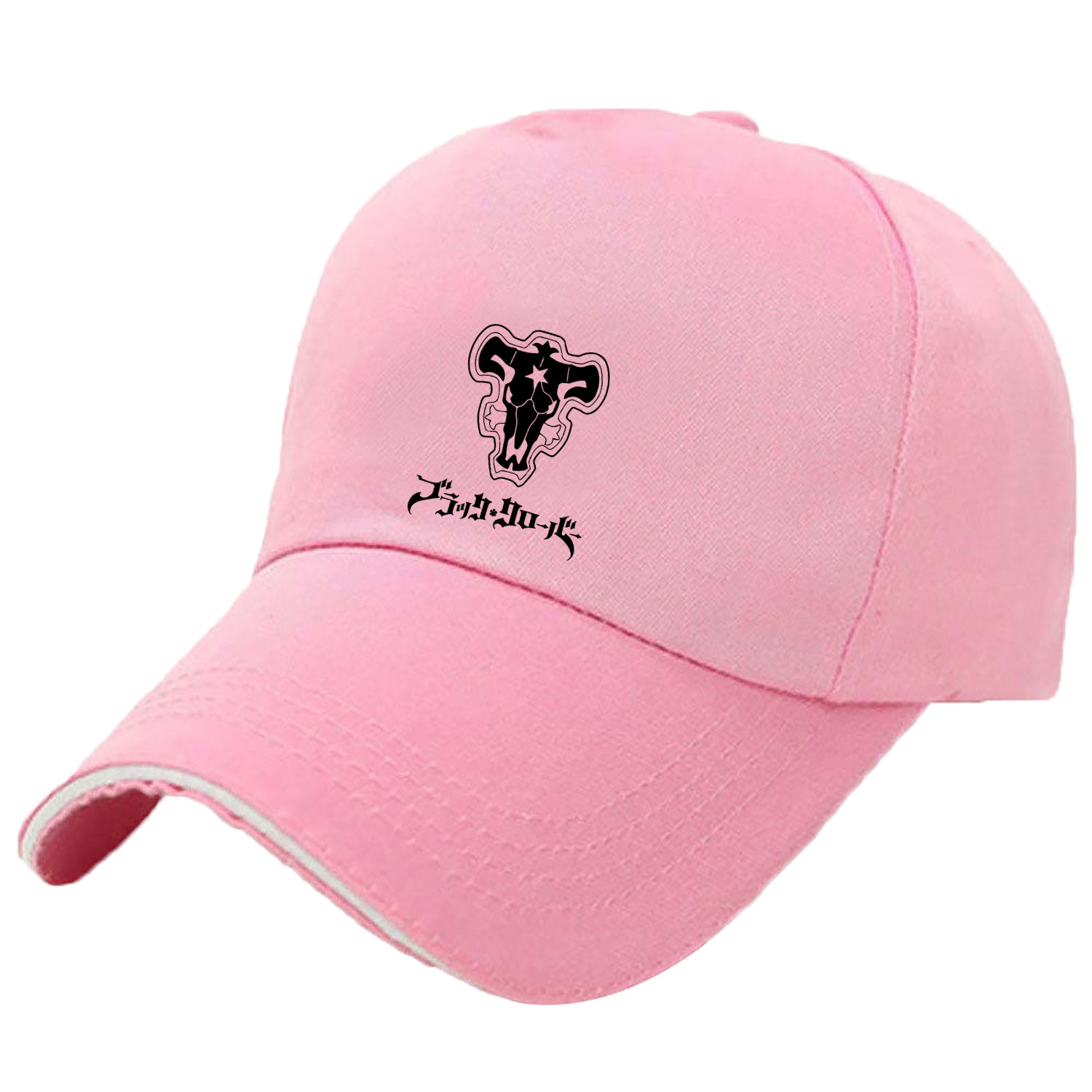 外贸日本动漫黑色五叶草-black clover鸭舌帽户外棒球帽印花帽子