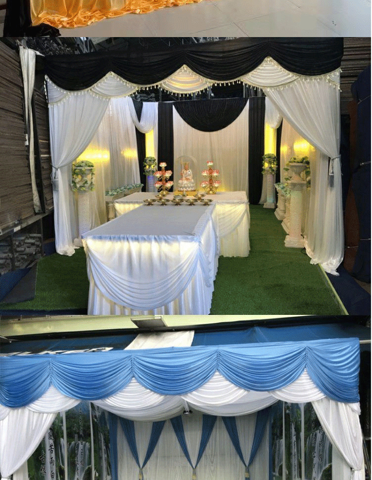 白事布幔礼孝堂殡仪馆布置纱幔灵堂背景布丧事幕布黑白葬礼灵棚布