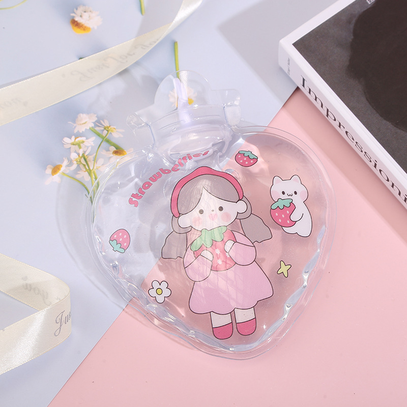 New Cartoon Cute Water Injection Transparent High Density Pvc Hot Water Bag Warm Waist Portable Hand Warmer Portable Water Charging Hand Warmer