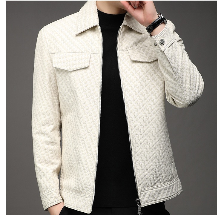 2023 Autumn and Winter New Lapel High-End First Layer Cowhide Leather Coat Men's Business Casual Trendy Jacket Jacket