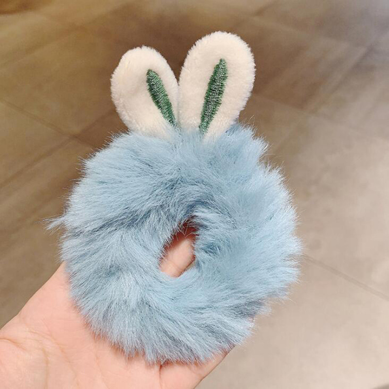 Cartoon Plush Rabbit Ears Hair Rope Hair Rope Female Cute Girl Large Intestine Hair Band Autumn and Winter Rubber Band Children Do Not Hurt Hair