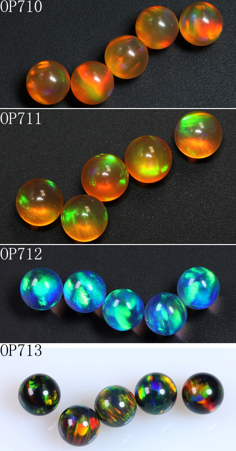 耐高温球形合成澳宝珠子 无树脂人造欧泊 用于宇宙星球吊坠