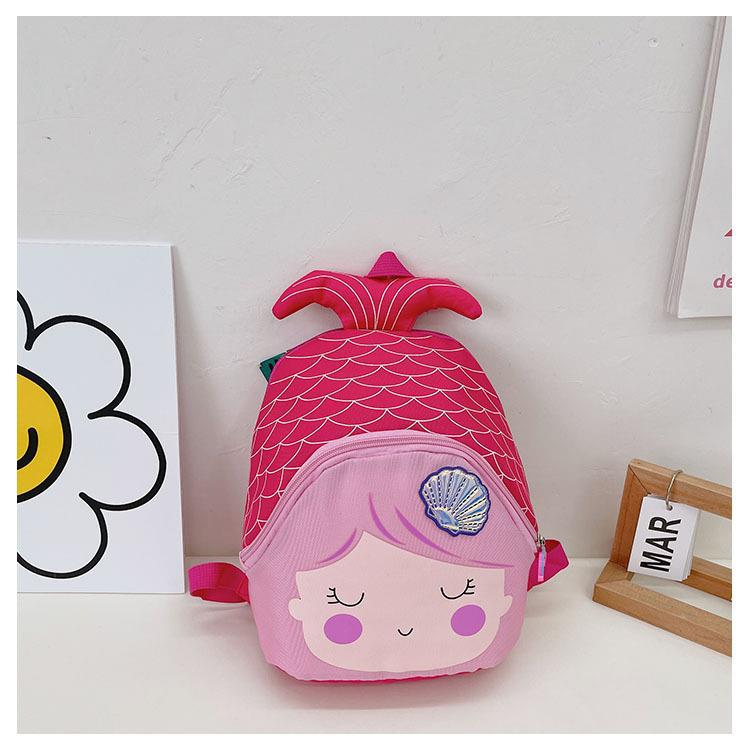 Children's Bags Korean Style Nylon Cartoon Cute Mermaid Backpack 3-6 Years Old Kindergarten Backpack Casual Small Bags