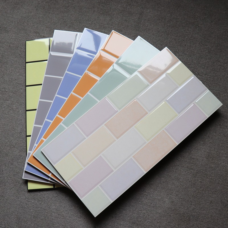 厨房卫生间亮光彩色墙砖300x600粉红格子瓷砖餐厅橙蓝绿黄色瓷砖