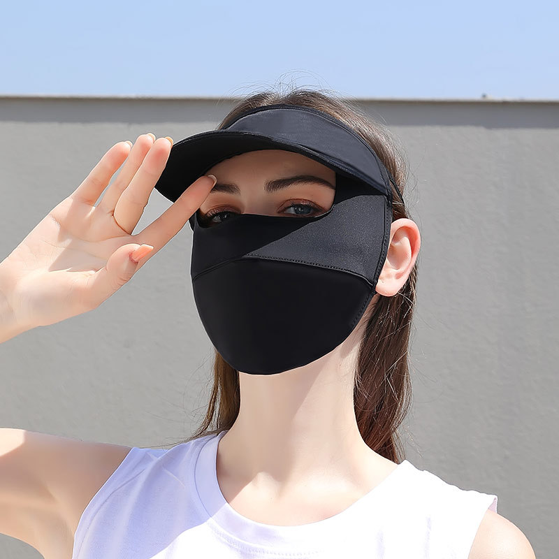 Brim Sun Protection Mask Female Full Face Uv Protection Summer Silk Ice Full Protection Breathable Sun-Proof Eye Protection Mask