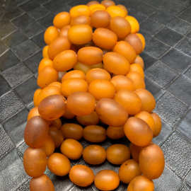 琥珀蜜蜡老蜡枣珠手串 14-16mm 成色焦糖褐色 满蜜蜡质浓郁