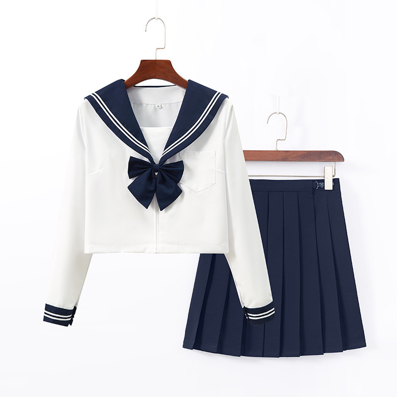 日系绀领白二本jk水手服正版基础款水手服海军领学院风日本校服裙