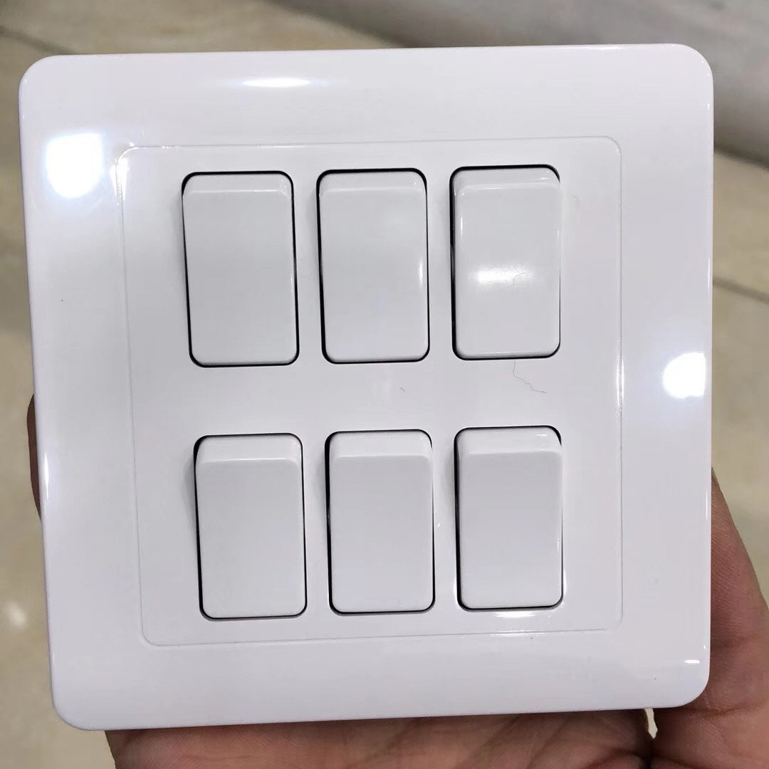 小六开开关面板86型暗装白色家用大灯墙壁控制开关6联单控电灯