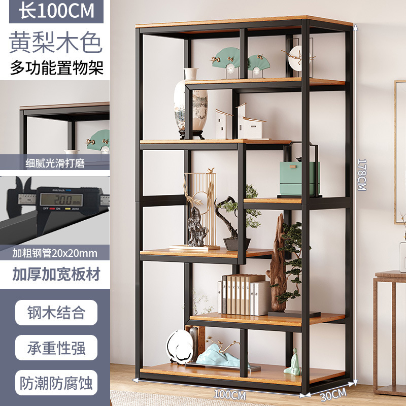 New Chinese Style Antique Shelf Tea Room Shelf Tea Display Cabinet Non-Solid Wood Partition Antique Shelf Living Room Decoration Shelf