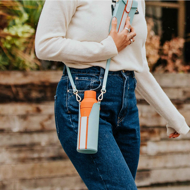 保温杯套斜挎拼色便携手拎水壶包焖烧杯保护套大号手提水杯收纳袋