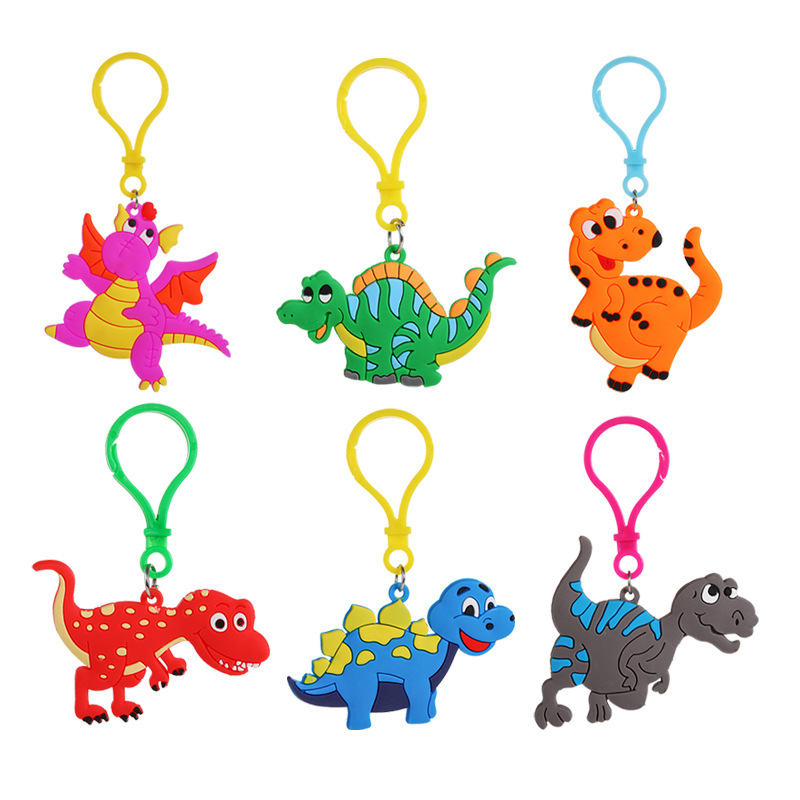 Cross-Border European and American Dinosaur Keychain Party Small Gift PVC Crafts Car Accessories Ornaments Dinosaur Toys