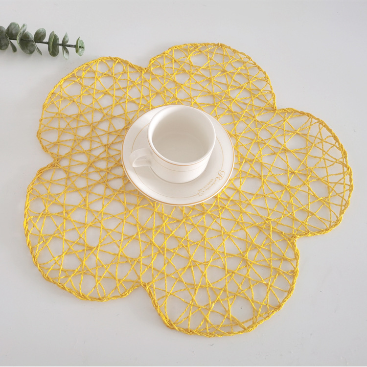 花形细纸绳乱编餐垫心形餐桌装饰垫茶杯垫碗垫盘子垫西餐厅垫子